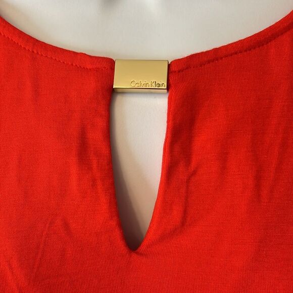 Calvin Klein Women's Orange Round Neck Sleeveless Blouse Top Size Large - Picture 2 of 8
